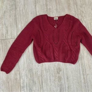 NWOT Cropped Braided Back Sweater